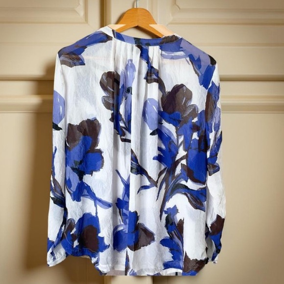 Lane Bryant floral watercolor, crinkle design,sheer, popover blouse SZ 14/16 - Picture 2 of 5